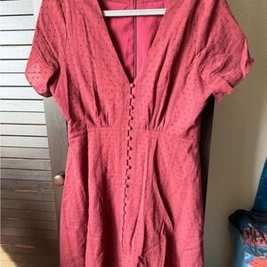 Madewell Textured Button-Front Dress in Rose
